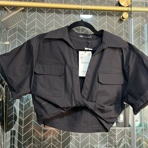 Zara cropped collared top